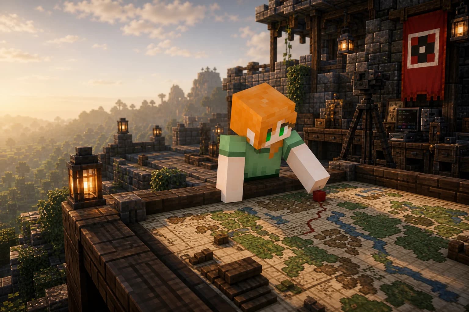 hehe11 在 Minecraft 据点的地图桌边规划下一次活动